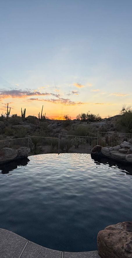 beautiful pool at sunset