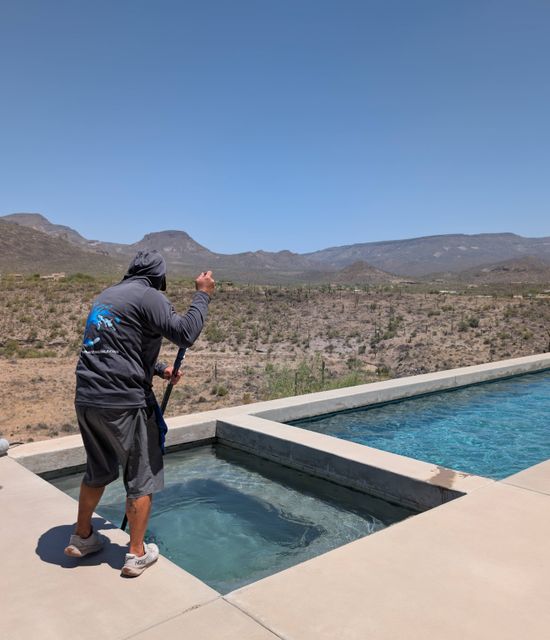 sparkling clean blue pool after restoration