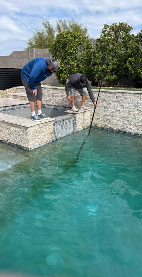 pool cleaning service in action